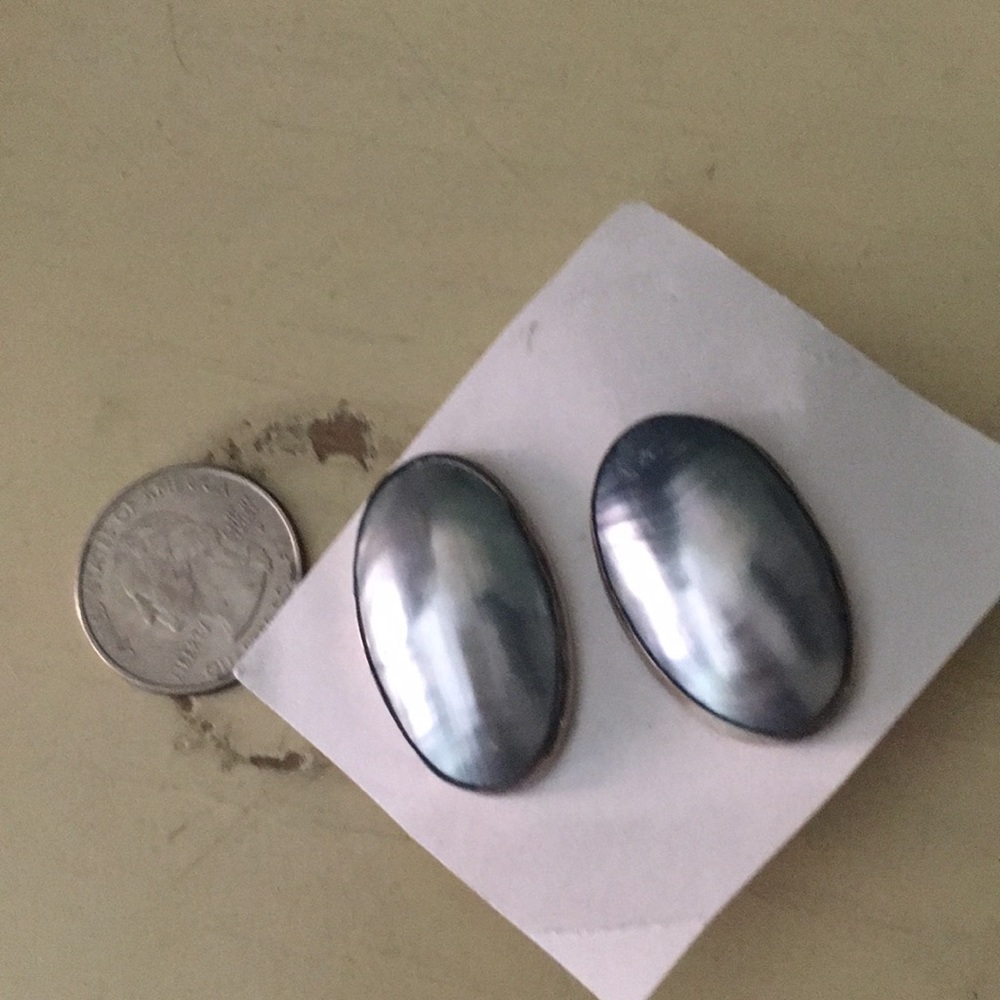 Gray oval earrings